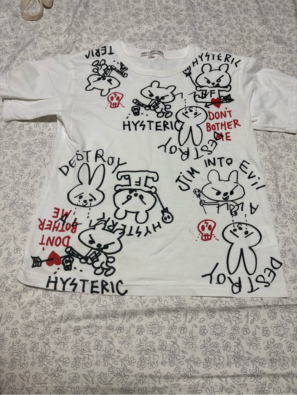 Hysteric Kids White Graphic Tee - 'Don't Bother Me' Design Japan Y2K